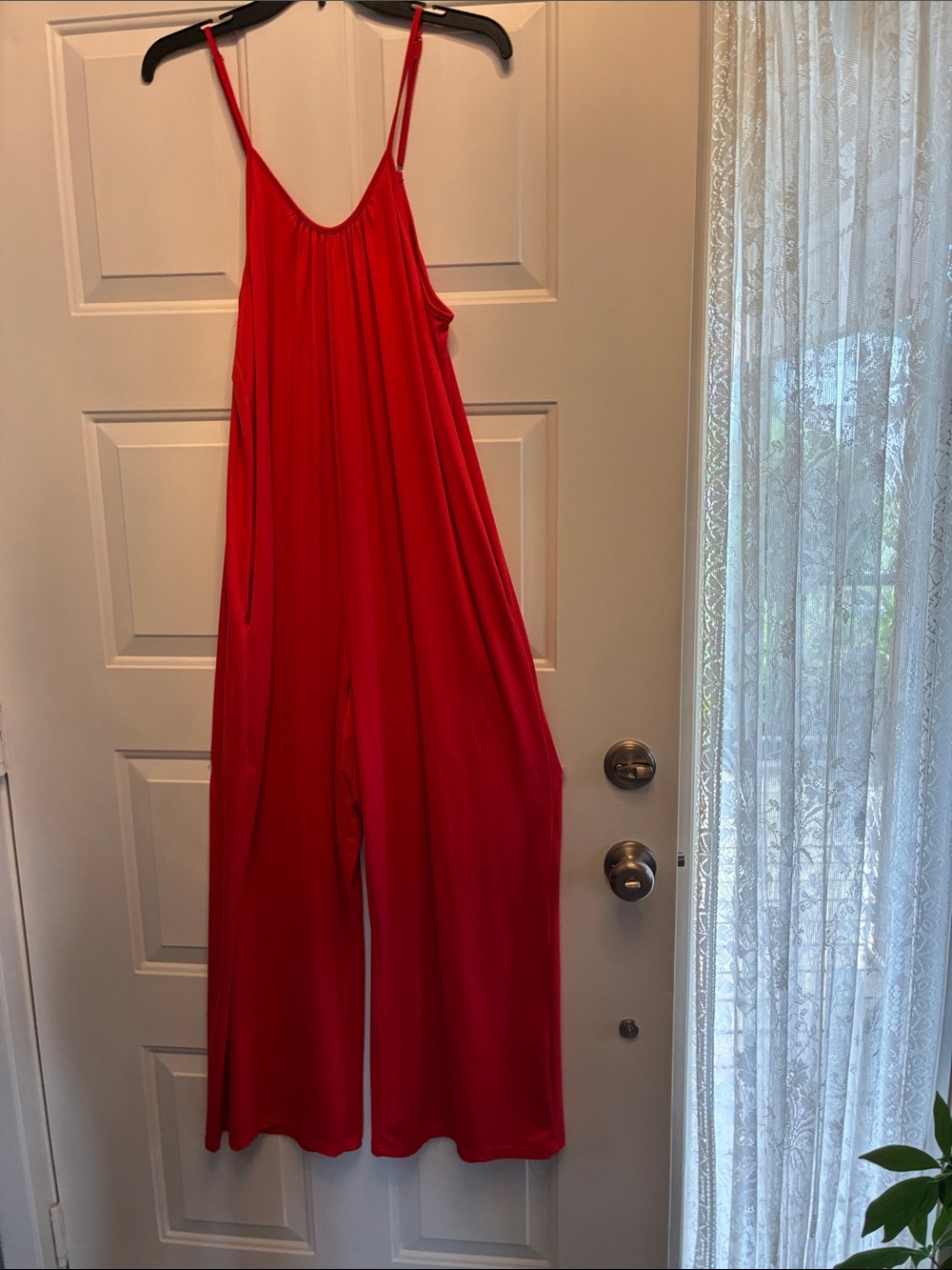 Bright Red Spaghetti Strap Wide-Leg Jumpsuit